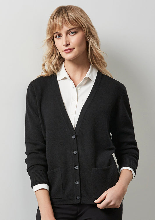 Merino Blend Cardigan with Pockets - Black LC8008