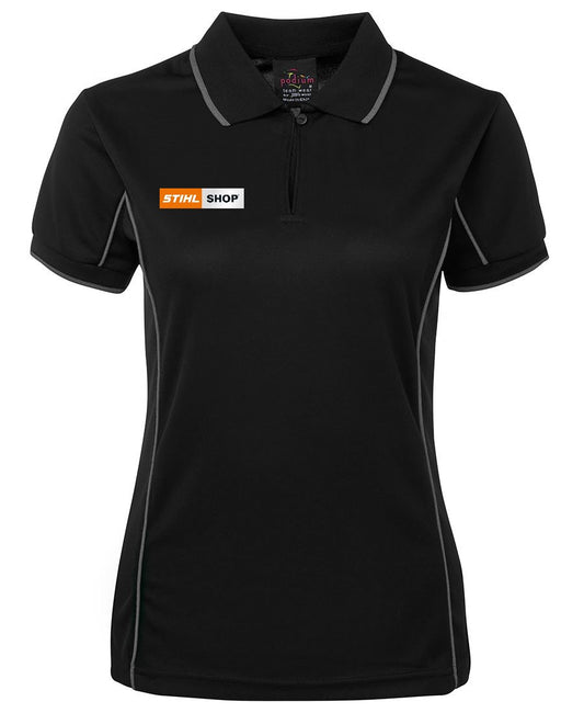 Women's Stihl Shop Polo Black/Charcoal  7LPI